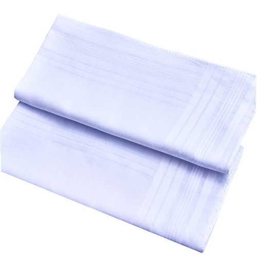 BonjourMrsMr Solid Mens Fashion White 100% Contton Hankerchifs Hanky