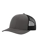 Richardson Twill Mesh Back Trucker Snapback Hat -- Charcoal/Black