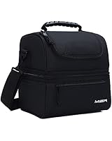 MIER Adult Lunch Box Insulated Lunch Bag Large Cooler Tote Bag for Men, Women, Double Deck Cooler(Black)