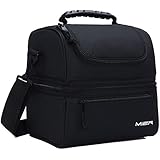 MIER Adult Lunch Box Insulated Lunch Bag Large Cooler Tote Bag for Men, Women, Double Deck Cooler(Black)