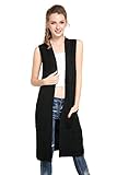 Roshe's Boutique Women's Pockets Long Sweater Vest Cardigan