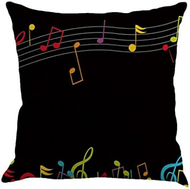Cushion Cover Classical Musical Note Painting Linen Throw Pillow Case Sofa Home Decor (D) [Energy Class A+++]