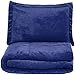 Amazon Basics Ultra-Soft Micromink Sherpa 2-Piece Comforter Bed Set, Twin, Navy Blue, Solid