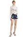 SheIn Women's Mock Neck Long Sleeve Sheer Crochet Plain Lace Top Blouse Large White