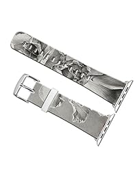 correas de iWatch 38 mm., 41.6 yard correa de piel auténtica muñeca correa w plata cierre de metal de repuesto para Apple Watch Todos los modelos   Dobla Black Line en su correas, s 1
