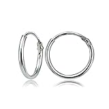 Sterling Silver Small Endless 10mm Round Unisex Hoop Earrings