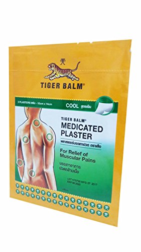 Tiger Balm Medicated Cool Plaster Pains Relief, BIG Size 10 Cm X 14 Cm (2 Plasters:1bag) X 10 Packs