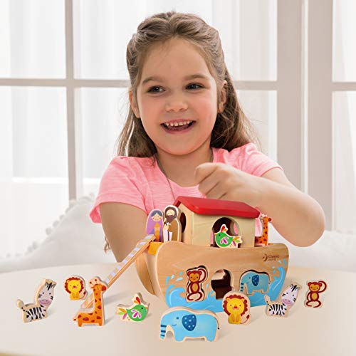 Classic World Noah's Ark Shape Sorter Premium Wooden Toy for Kids