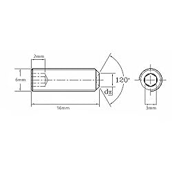 M6 x 16mm Flat Point Screws, Metric Grub