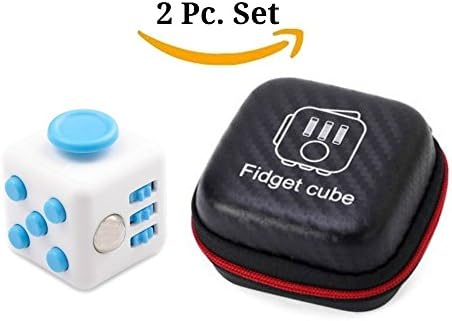 Fidget Cube Relieves Stress And Anxiety for Children and Adults Anxiety Attention Toy(White with Blue)