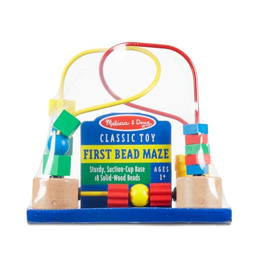 Melissa & Doug First Bead Maze - Wooden Educational Toy for Floor, High Chair, or Table Infant Maze Toy, Bead Maze Toys for Toddlers and Babies