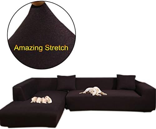 Taiyucover Anti-skid Dustproof Sofa Slipcovers ;Armchair/2-Seater/3-Seater sofa covers; Sectional Corner L-Shaped Sofa Protector (Coffee, L-Shaped Sofa(3-Seater sofa + Large 3-Seater sofa))