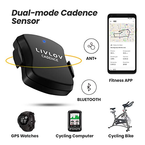 LIVLOV V4 Bike Cadence Sensor, Bluetooth & ANT+ Cycling Cadence