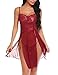 Avidlove Women Lingerie Nighty Lace Babydoll Dress Chemise Nightgown Wine Red Large