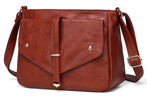 Crossbody Bags for Women,VASCHY Vegan Leather Fashion Handbag Purse Shoulder Bag Brown