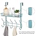 NEX Upgrade Over The Door Hook Shelf Organizer 5 Hooks with Basket Storage Rack for Coats & Towels (Auqa Blue)