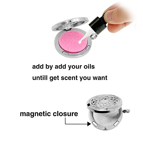 Maromalife Diffuser Necklace Aromatherapy Essential Oil Diffuser Necklace Stainless Steel Sunflower Locket Pendant with 10 Colors Refill Pads