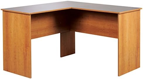 Mylex L-Shaped Writing Desk, 47-1/2 W x 47 D x 30-1/8 H Inches, Oak with Black Top, Assembly Required (43025)