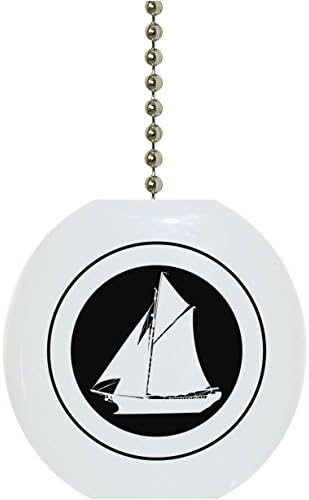 Black &amp; White Sailboat Solid Ceramic Fan Pull #2