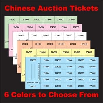 Amazon.com : 500 Chinese Auction Tickets: Choose from 6 Colors and 2 ...