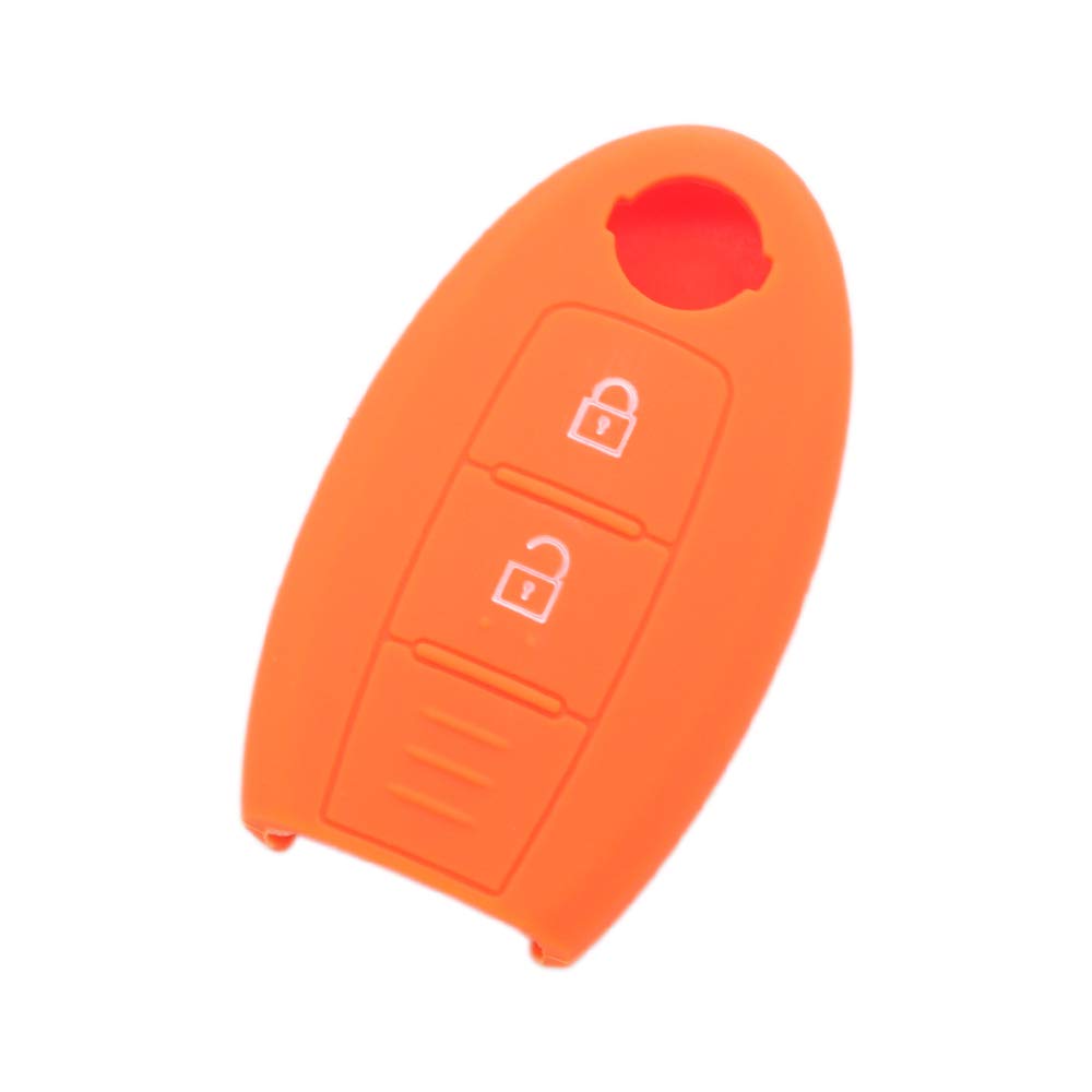 BROVACS Silicone Cover Protector Case Holder Skin Jacket Compatible with NISSAN 2 Button Smart Remote Key Fob CV9506 Orange