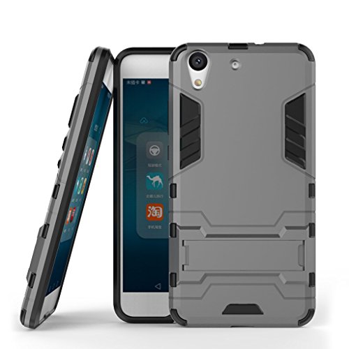 Honor 5A Armor Case DWaybox 2 in 1 Hybrid Heavy Duty Hard Back Cover Case for HUAWEI Y6II / Y6 II / Y6 2 (2016) / Honor Holly 3 / Honor 5A 5.5 Inch Stand Case with kickstand (Gray)