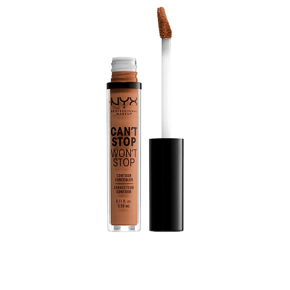 NYX Professional Full Coverage Concealer, 24 Hour Longevity, Can't Stop Won't Stop Contour Makeup Concealer, Matte Finish, Shine Control, Long Lasting, Vegan Formula, Shade: Mahogany