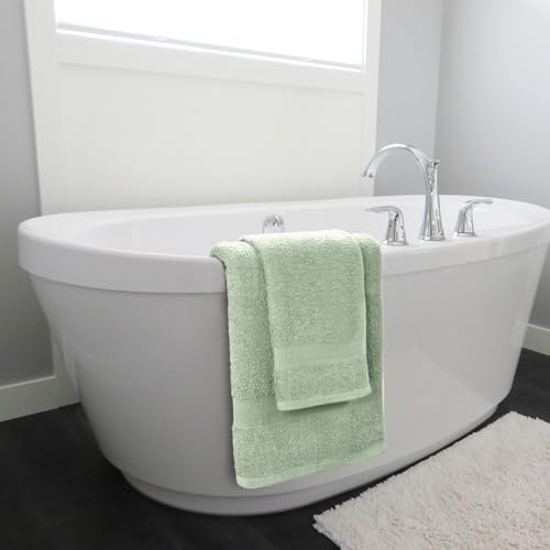 Sweet Needle Towel Set - 2 Bath Towels 2 Hand Towels & 2 Wipes Daily Use 500gsm Ring Spun Highly Absorbent Bathroom Sage Green (Pack of 6)