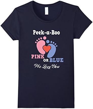 Women's Pink or Blue We Love You Gender Reveal T-Shirt Large Navy