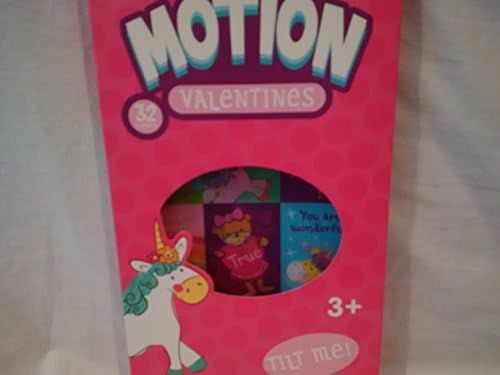 MOTION Valentines Cards, 32 Venticular Valentine Cards, Unicorn Valentines, Teddy Bear Valentines