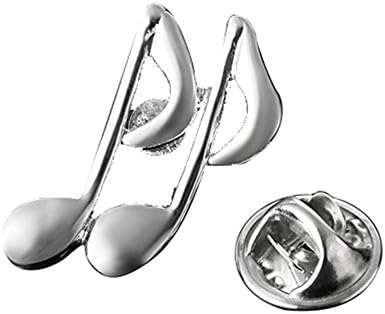 MGStyle Lapel Pin Brooch Boutonniere For Men - Quaver Musical Eighth Note - Silver Tone - Alloy with Deluxe Gift Box