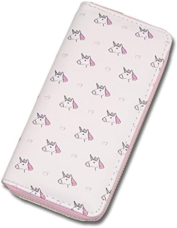 Zipper Clutch Wallet for women and teen girls,Print Unicorn,Lady Purse