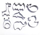 Efivs Arts Animal Shapes Stainless Steel Cookie Cutter Fondant Cutter Bat Giraffe Elephant Dolphin Whale Duck Totoro 7 Pcs
