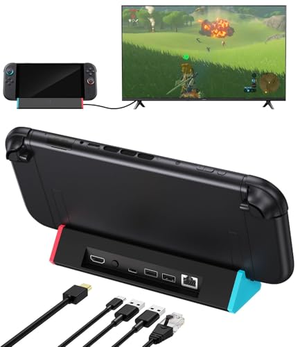 TV Dock Station for Nintendo Switch 2-4K@120Hz, Gigabit Ethernet, Portable Charger Dock Replacement with HDMI Adapter/Type C Port/USB Port for Nintendo Switch 2 2025