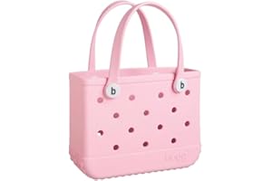 BOGG BAG Bitty Waterproof Washable Tip Proof Durable Open Tote Bag for the Beach Boat Pool Sports 11x8.5x4.5 - Lightweight Cute Tote Bag - Durable Rubber Bags For Women - Blowing Pink Bubbles