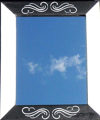 Amazon.com: Hand Painted Rustic Black and White Mirror, Scroll Design