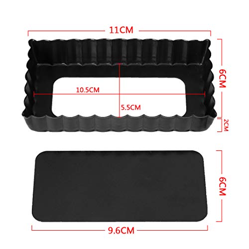 4 Inch Tart Pans, Mini Rectangular Tart Pan Quiche Pie Pan with Non-Stick Removable Bottom Baking Dish(4 Set/Black)