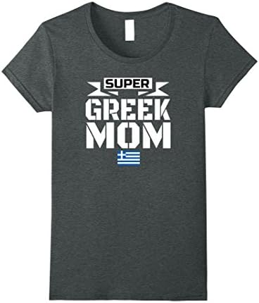 Womens Storecastle: Super Greek Mom Mothers Gift Flag T-Shirt XL Dark Heather