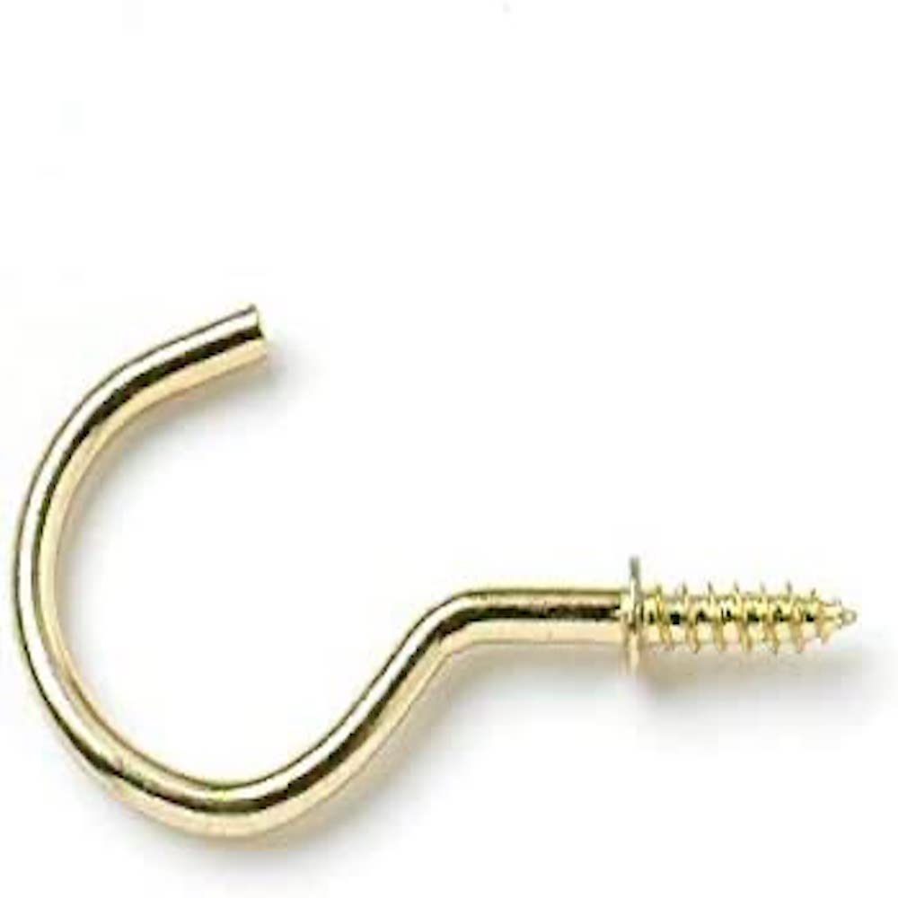 Merriway BH05794 (35 Pcs) EB Brass Plated Shouldered Mug Cup Hooks, 50 mm (2 inch) - Pack of 35 Pieces