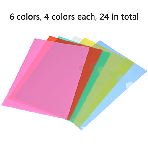 image for YOTINO 24 Pack File Folder Project Pockets/20 x A4 Gloss Colored Plast