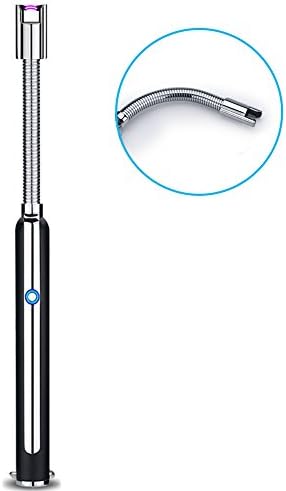 Electric-Arc Lighter USB Rechargeable 360° Long Flexible Neck Plasma Beam Lighters, No Flame &amp; Smell, Splash &amp; Wind Proof, Auto Power Off &amp; Safety Switch Kitchen Lighter (Black)