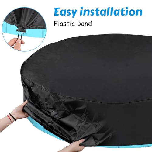 Round Pool Cover for Dog Pool, 122 x 30 cm, Waterproof UV Protection, Children's Pool, Paddling Pool Cover, Foldable Waterproof Dog Pool Cover for Dog Pool, Dog Paddling Pool, Black