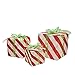 Northlight Set of 3 Lighted White and Red Striped Gift Box Outdoor Christmas Decorations