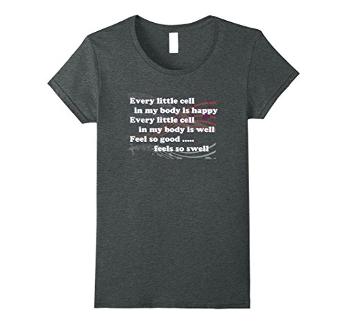 Womens Every Little cell song Musical Notes Laughter Yoga Tshirt Small Dark Heather