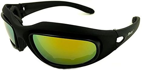 Outdoor Cycling Sunglasses,Full Frame,Army Sunglasses, Military Goggles 3 Lens Kit Tactical Goggles Blocking Glare ,UV Blocking For Men Women Black