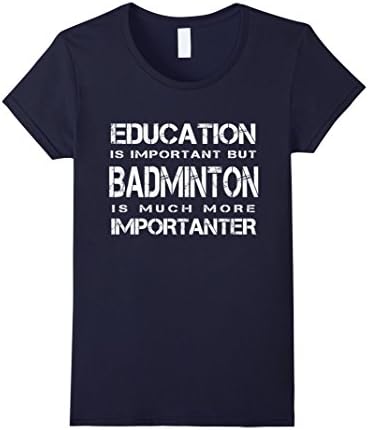 Women's Funny Badminton T-Shirt Medium Navy
