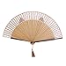 PIXNOR Silk Bamboo Cartoon Cat Folding Fan Hand Painted Fan (Brown)