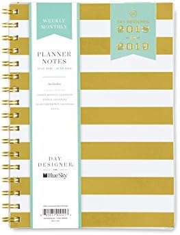 Day Designer for Blue Sky 2018-2019 Academic Year Weekly & Monthly Planner, Flexible Cover, Twin-Wire Binding, 5.8" x 8.6", Gold Stripe Design