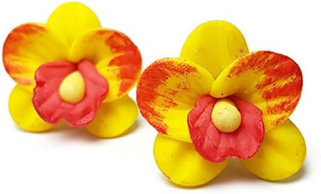 CHADADA Jewelry Handcrafted Polymer Clay Orchids Post Stud Earrings (Yellow), EH42