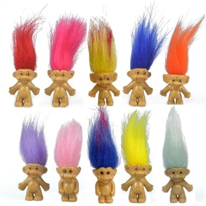 Yintlilocn 10PCS Mini Troll Dolls, PVC Vintage Trolls Lucky Doll
